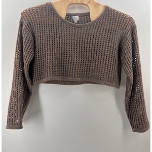 Blue Rain x‎ Francescas Brown Sequin Mesh Cropped Sweater Size M